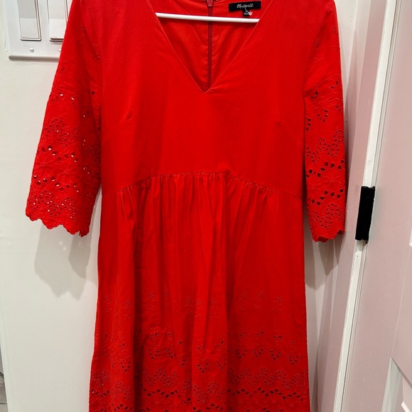 Madewell Eyelet Lattice Dress size 4 - Picture 2 of 6